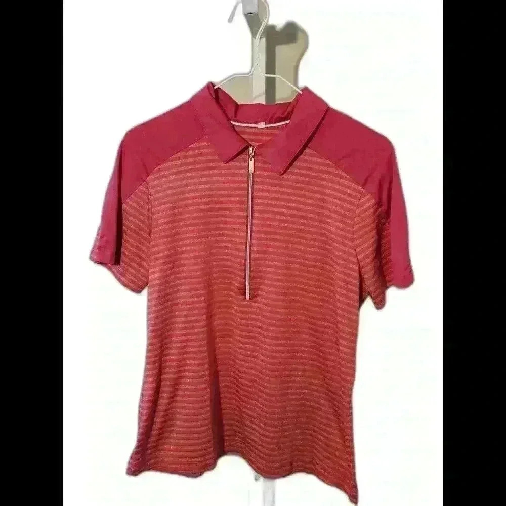Tail Zip-Front Golf Polo Shirt - Striped Design